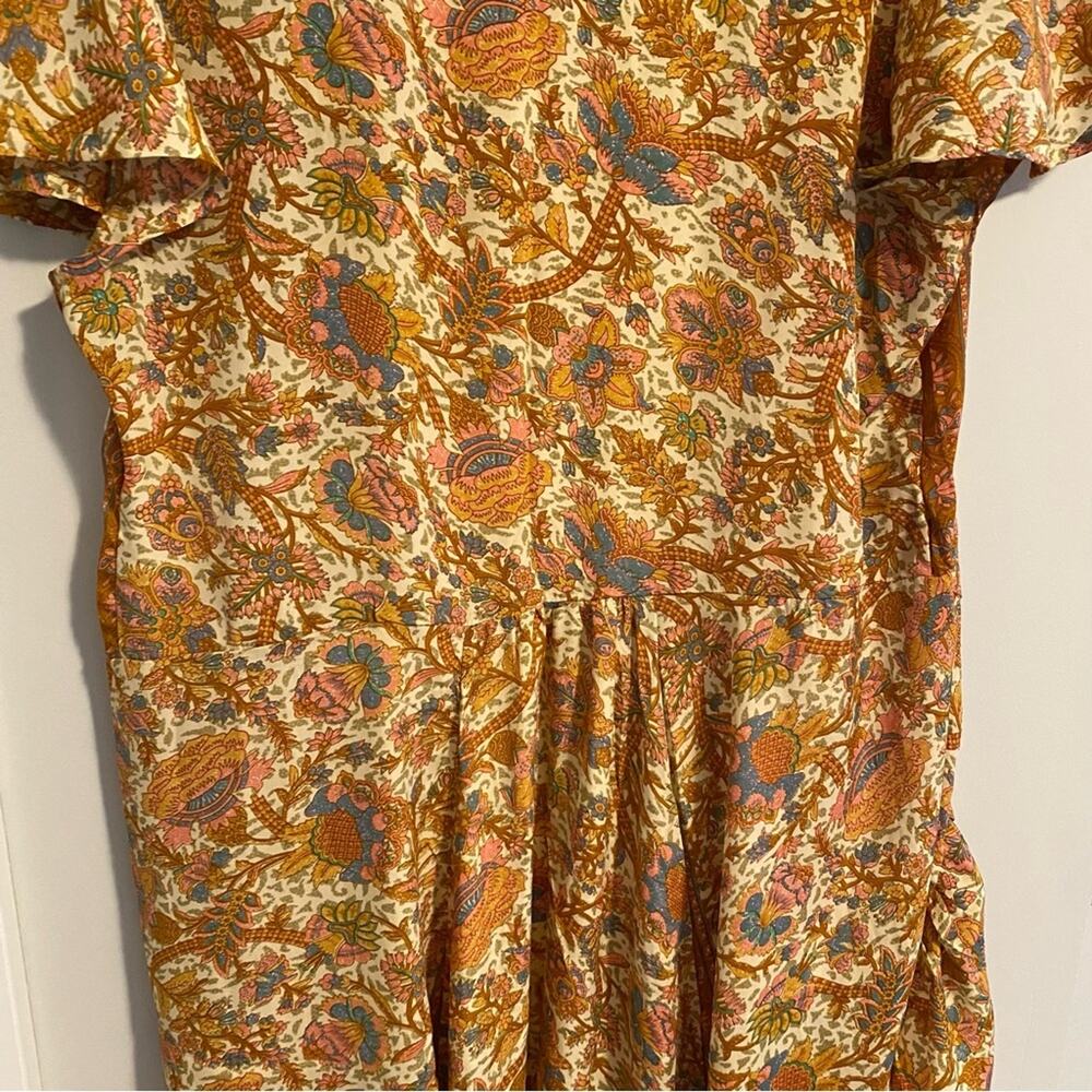 Perry Walker Collective Orange Floral Silk Blend Wrap Mini Dress Medium - Picture 9 of 14